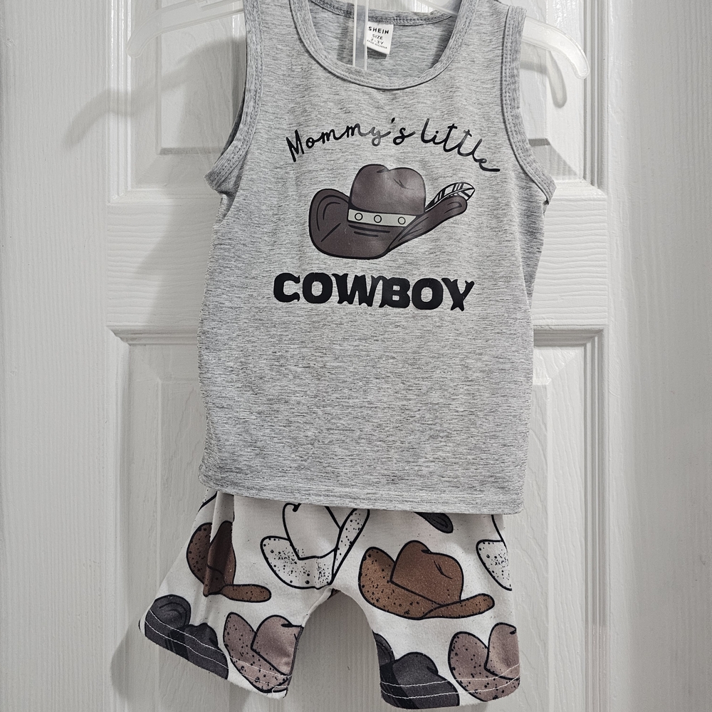 SHEIN Gray and Brown Cowboy Kids Set